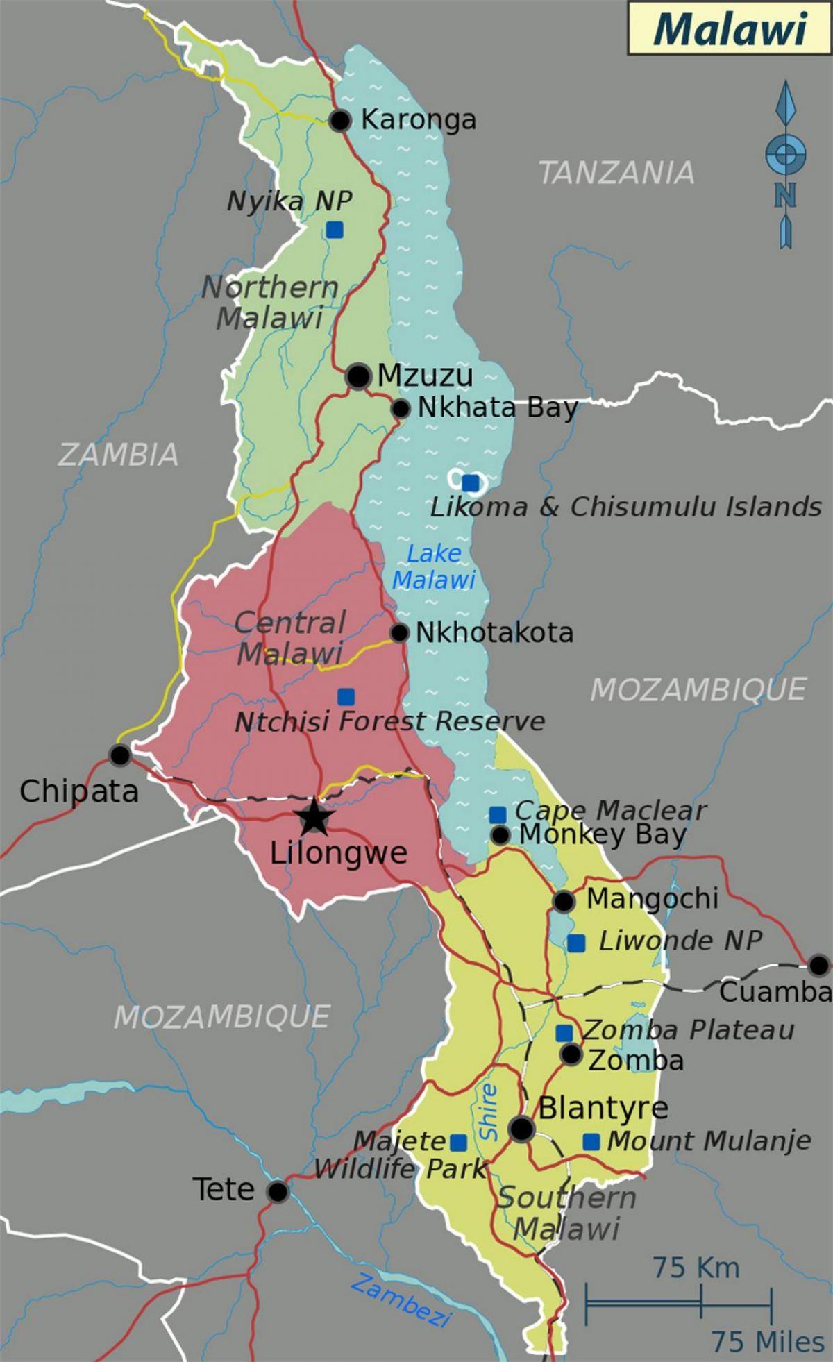 mapa lake Malawi afrikan