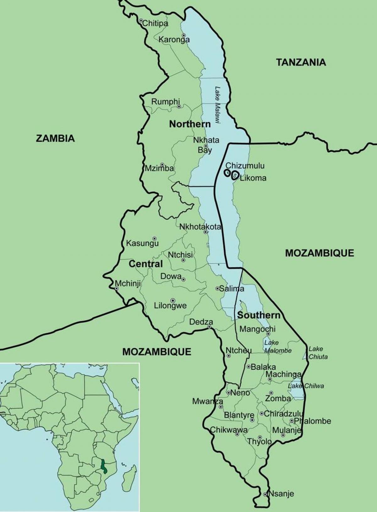 mapa Malawi erakutsiz auzoetan