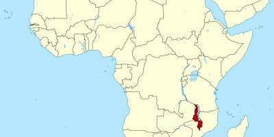Mapa Malawi kokapena mapa afrikan